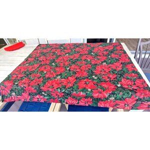 Unbranded Poinsettia Pattern Square Cotton Tablecloth 54x50 No Content/Care Tags